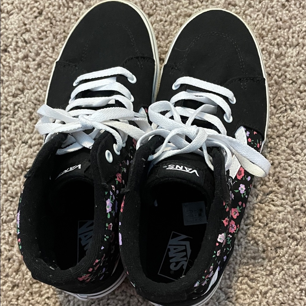 Vans Women's Black Pink Floral High-Top Sneakers, euro38, missy 6.0=women’s 7.5 - Picture 8 of 11
